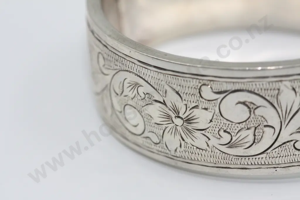 Engraved Sterling Silver Hinged Bangle Image 1++