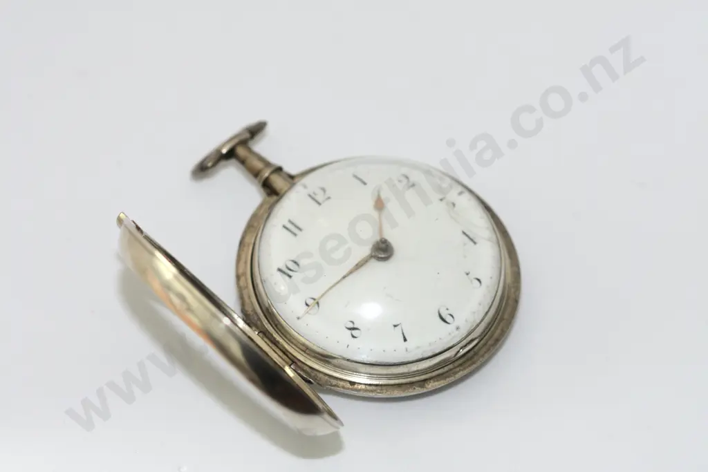 1805 Pair Case Sterling Pocket Watch w Key Jno Yates Image 1++