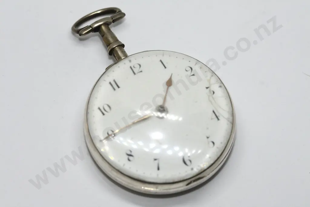1805 Pair Case Sterling Pocket Watch w Key Jno Yates Image 1++