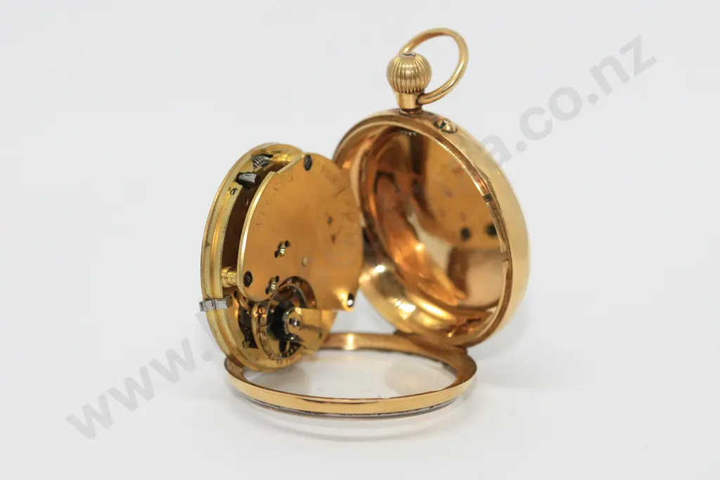 Cased 1911 Rotherhams Open Face 18ct Gold Pocket Watch Image 1++
