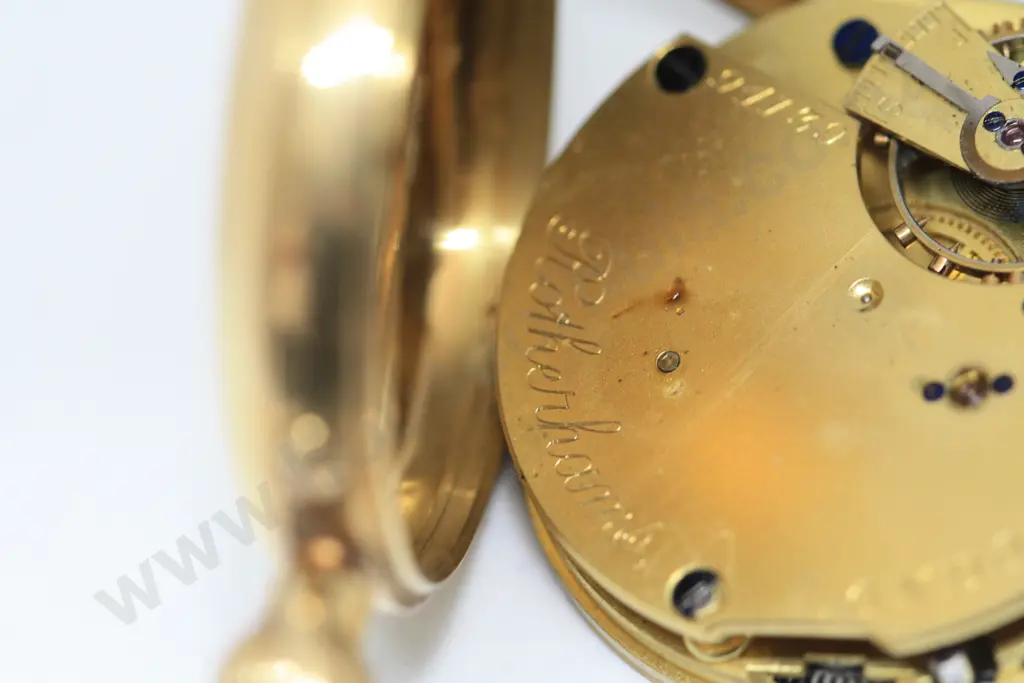 Cased 1911 Rotherhams Open Face 18ct Gold Pocket Watch Image 1++