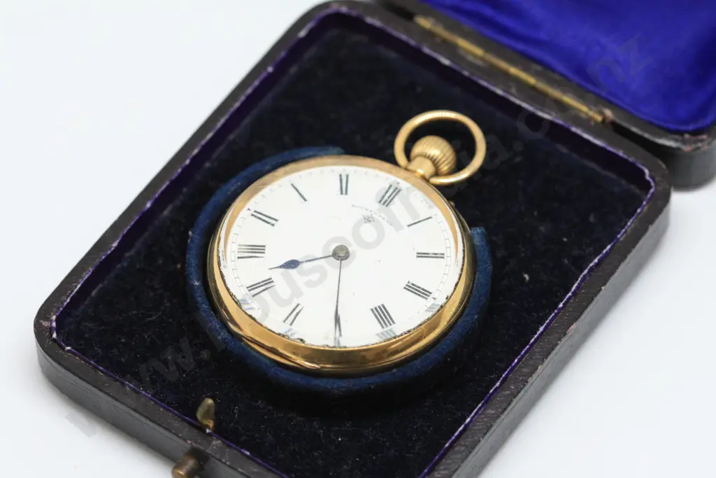 Cased 1911 Rotherhams Open Face 18ct Gold Pocket Watch Image 1++