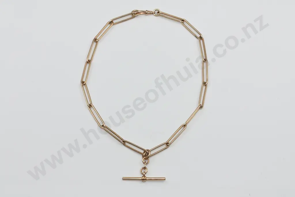 Antique 15ct Gold Albert Paperclip Fob Chain Necklace Image 1++