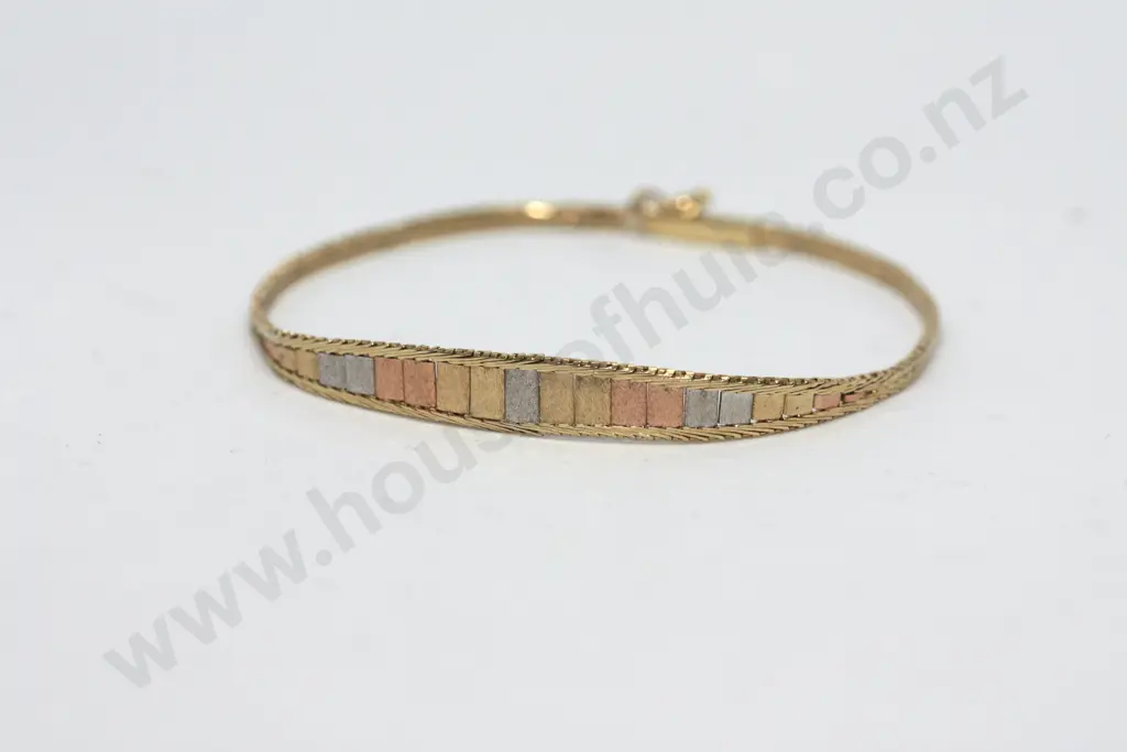 Red, White, & Yellow Gold 14ct Italian Bracelet Image 1++