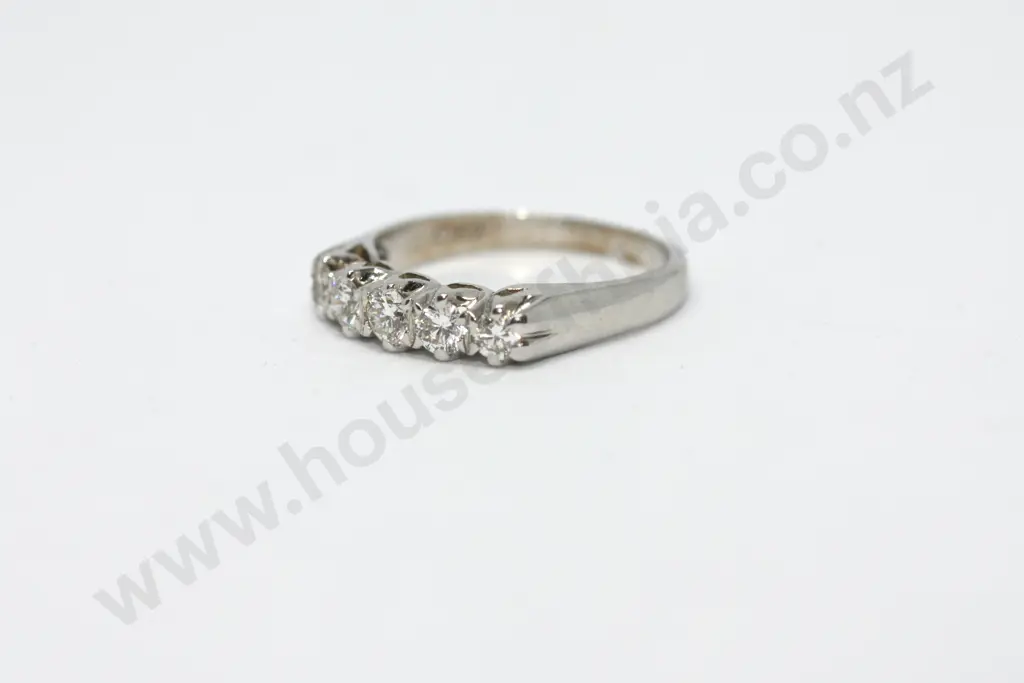 Modern 5 Diamond 18ct White Gold Bridge Ring Image 1++