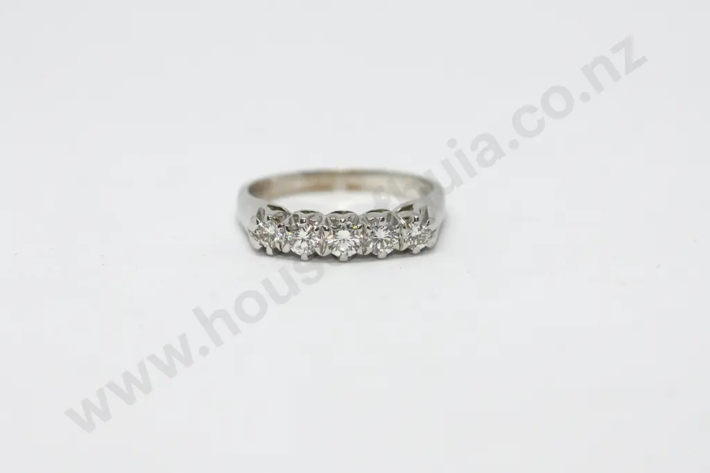 Modern 5 Diamond 18ct White Gold Bridge Ring Image 1++