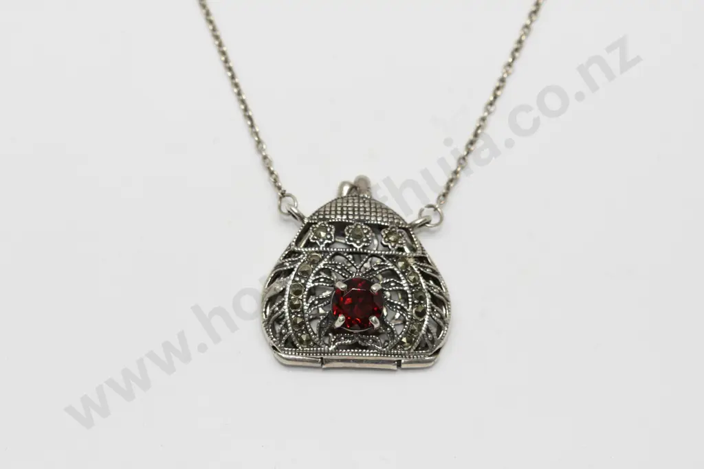 Sterling Silver Marcasite Pendant Image 1++