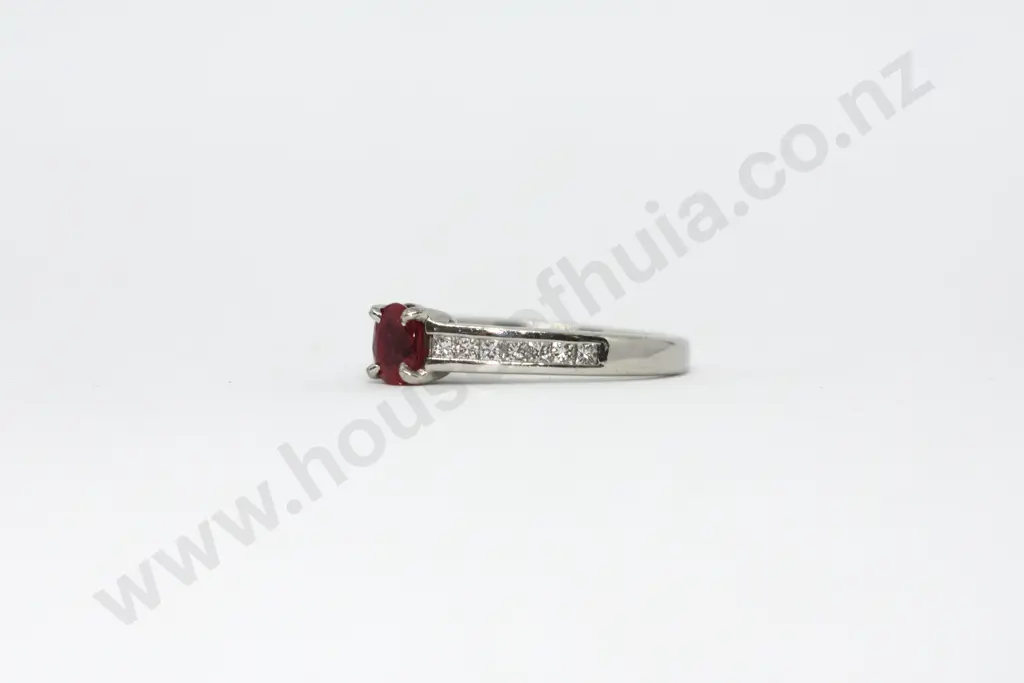 Ruby & Diamond 18ct White Gold Ring Image 1++
