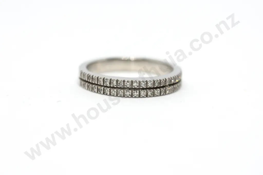 Double Band Diamond Eternity Ring in 18ct White Gold Image 1++