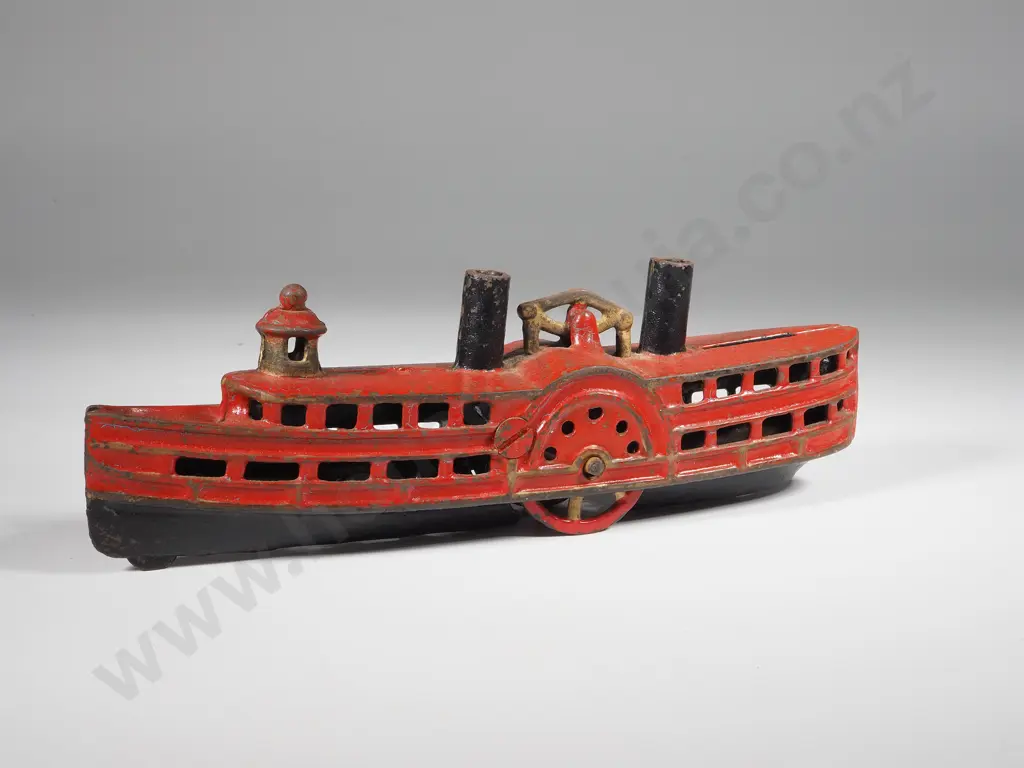 Antique American Cast Iron Paddle Steamer Image 1++