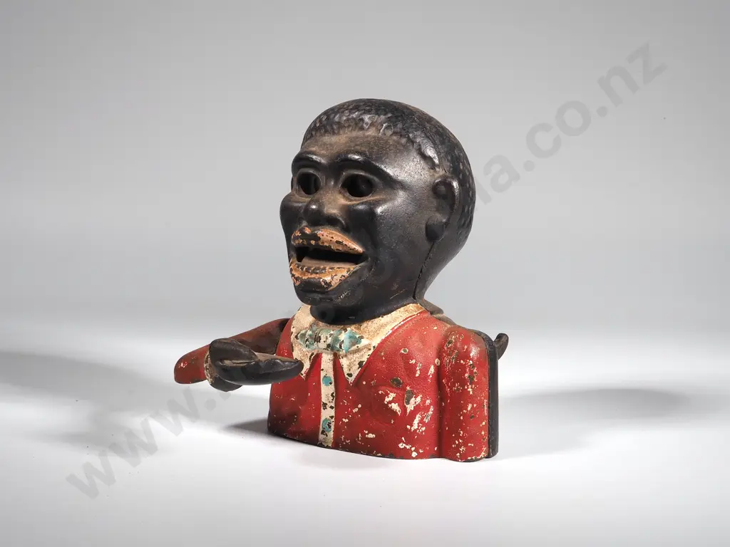Antique Small Red Mechanical Money Box A/F Image 1++