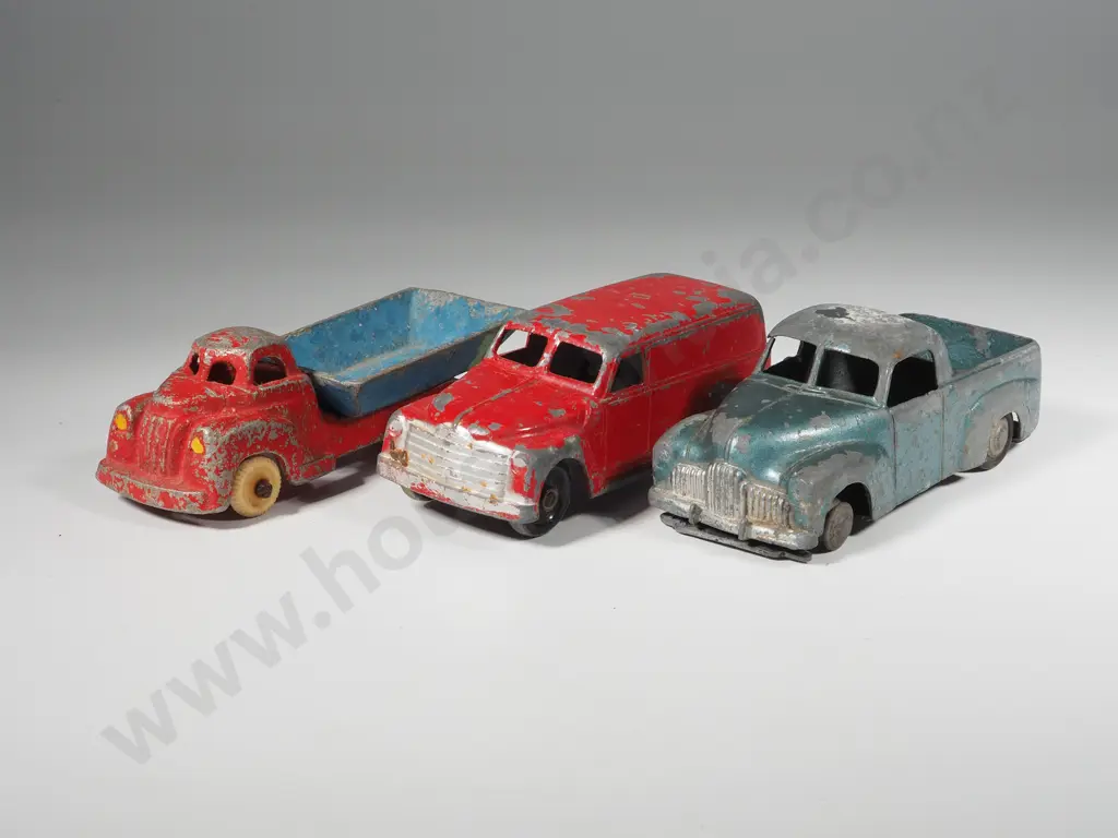 Three Vintage Toys: Die-Cast Micro Model Truck; Brentware Metal-Cast Van; Fun Ho Sand-Cast Truck Image 1++