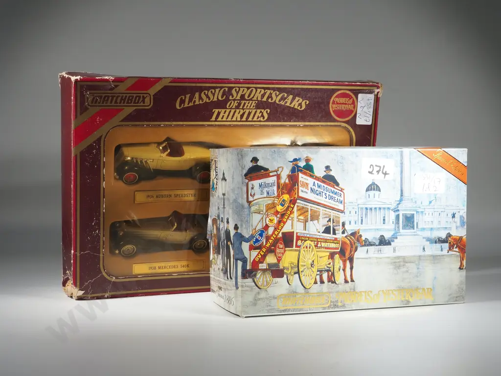 Matchbox Models of Yesteryear  Boxed London Omnibus 1886; Matchbox Four Boxed Classic Sportscars of the Thirties Image 1++