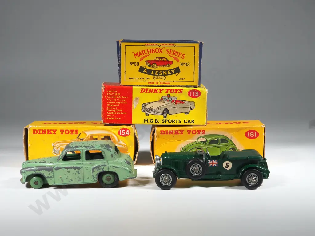 Two Model Cars - Hillman Minx in Box & Lesney Models of Yesteryear No. 5 & Three Empty Boxes  Image 1++