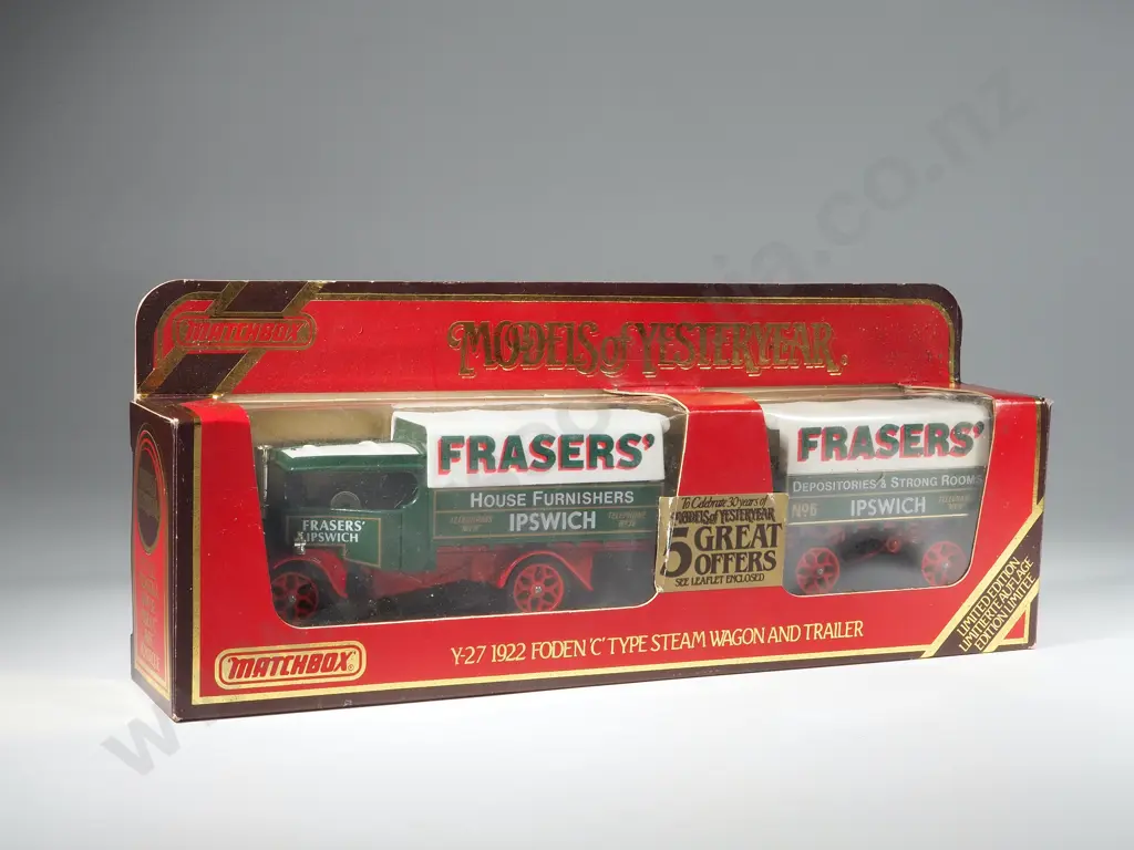 Boxed Limited Edition Matchbox Models of Yesteryear 1922 Foden 'C' Type Steam Wagon & trailer: Y-27 Image 1++