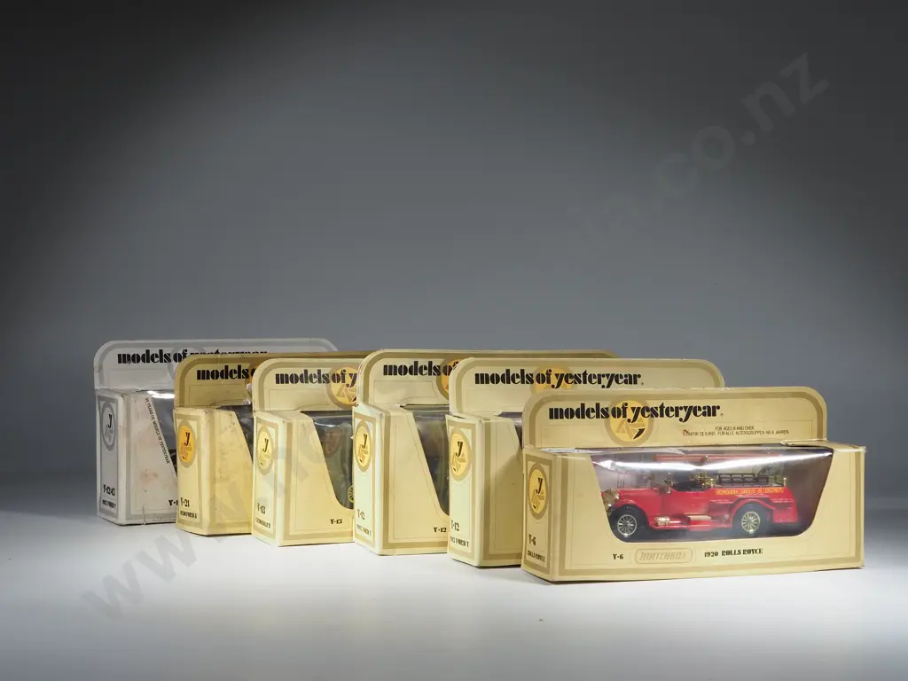 Six Boxed Matchbox Models of Yesteryear: Y-6/ Two Y-12/ Y-13/ Y-21/ "Y-12/45" Image 1++