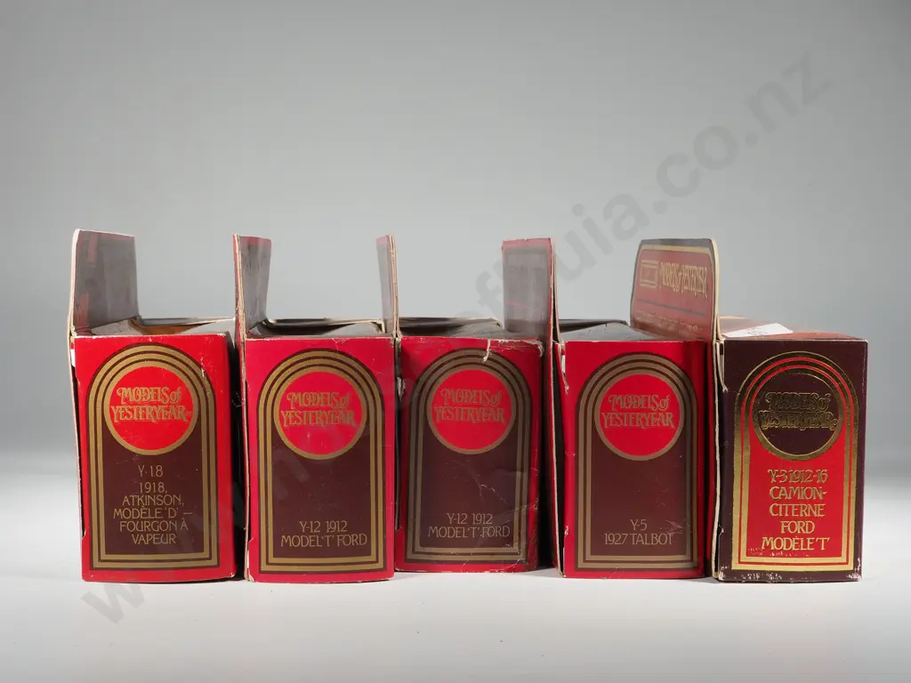 Five Boxed Matchbox Models of Yesteryear: Y-3 / Y-5/ Two Y-12/ Y-18 Image 1++
