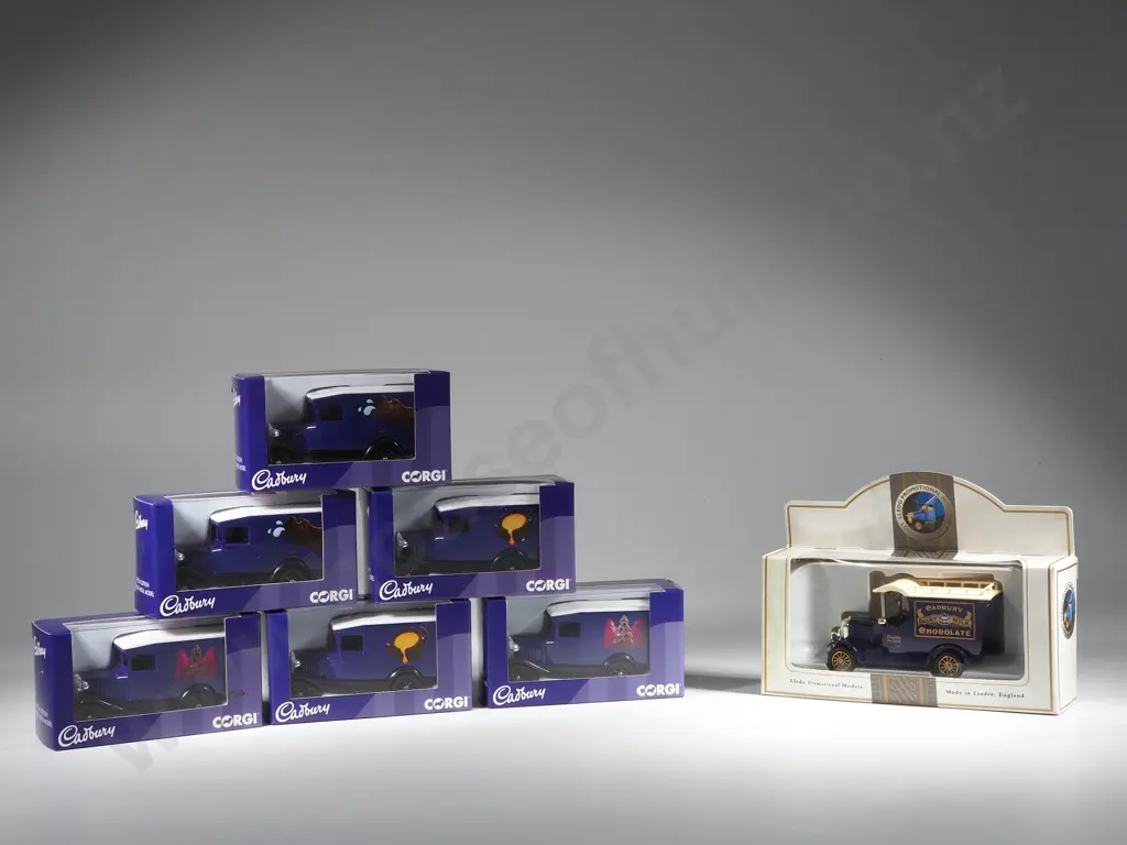 Six  Corgi Vans: One Lledo promotional model. Cadbury Chocolate  Image 1++
