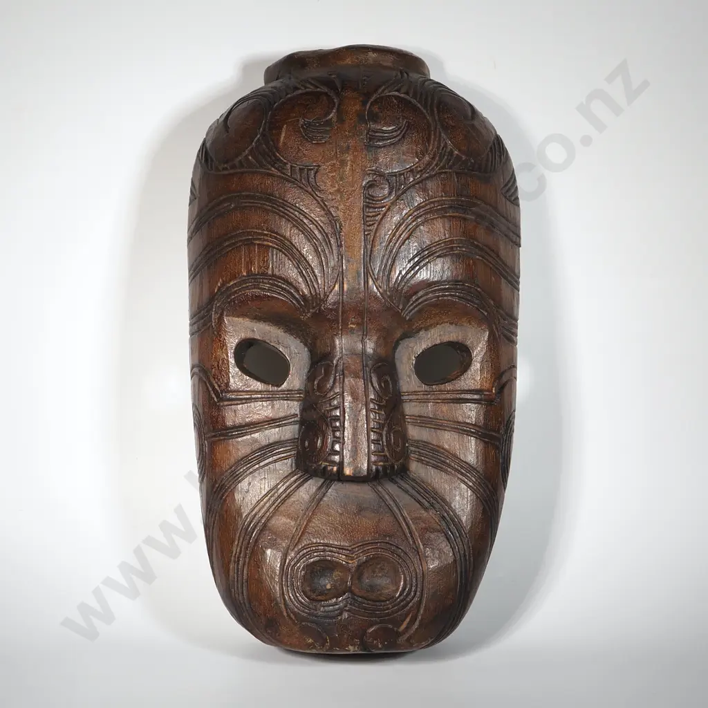 Early 20th Century Wood Carved Maori Mask  Image 1++
