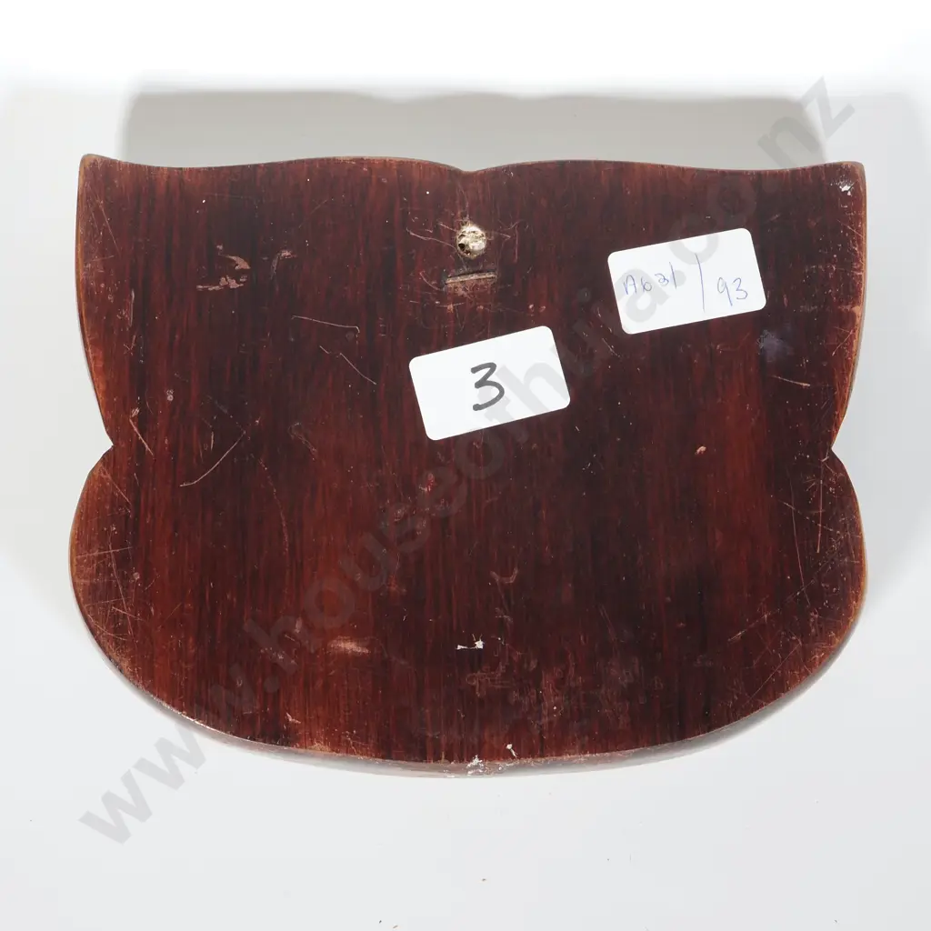 Vintage Maori Wood Carved Face With Paua Shell Eyes  Image 1++