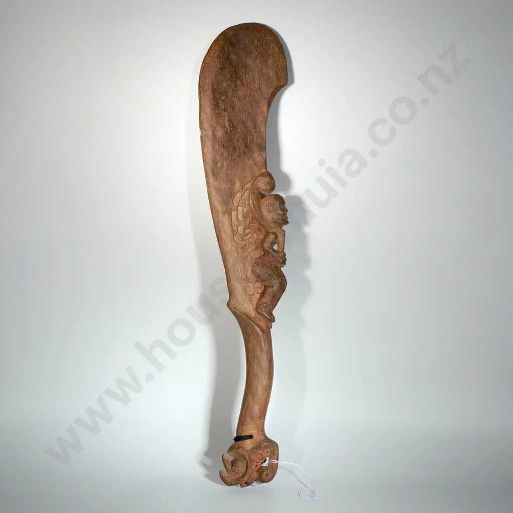 Vintage Replica Carved  Wahaika  Or Short Club, Weapon Used For Striking. The Butt Of The Handle Features A Carved Head Image 1++