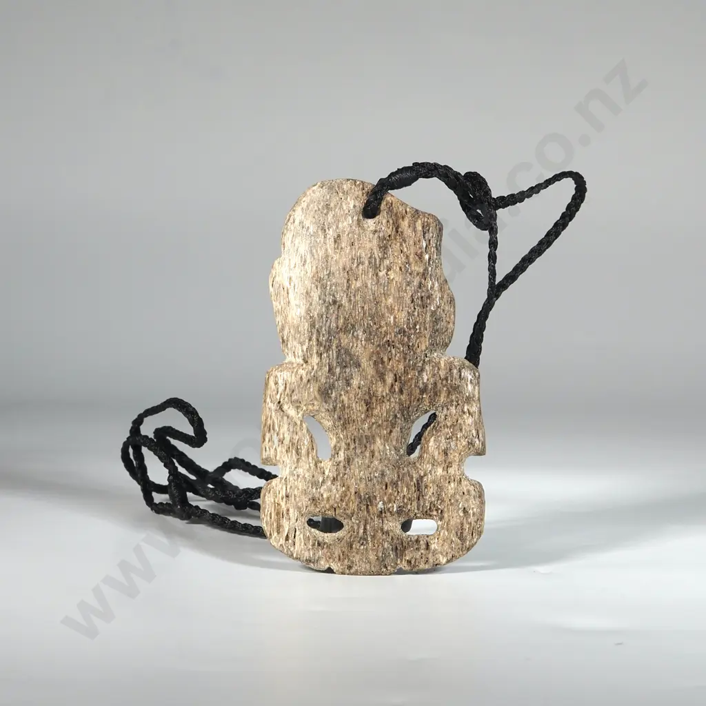 Whalebone Hei Tiki with Plaited Cord. 92 x 52mm  Image 1++