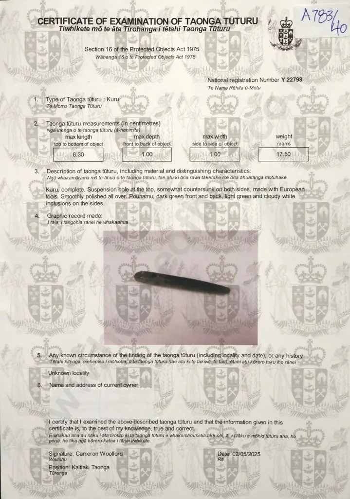 Pounamu Kuru Y-22798 Image 1++