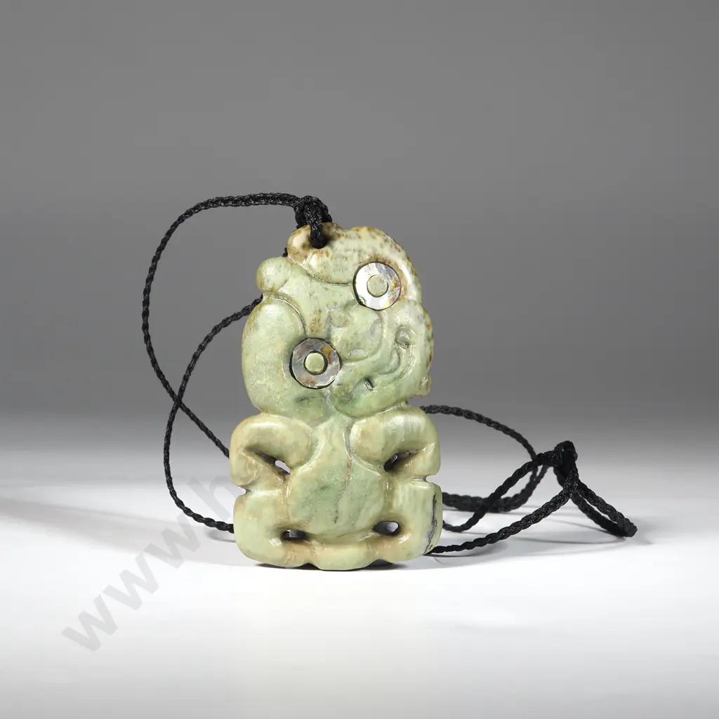 Beautiful Brown Kokopu Hei Tiki On Plaited Cord. 75 x 45 x 10mm Image 1++