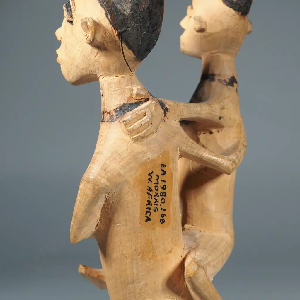 Wooden West African Figure of a Mother Carrying Child - Museum Marks - Morris Collection Image 1++