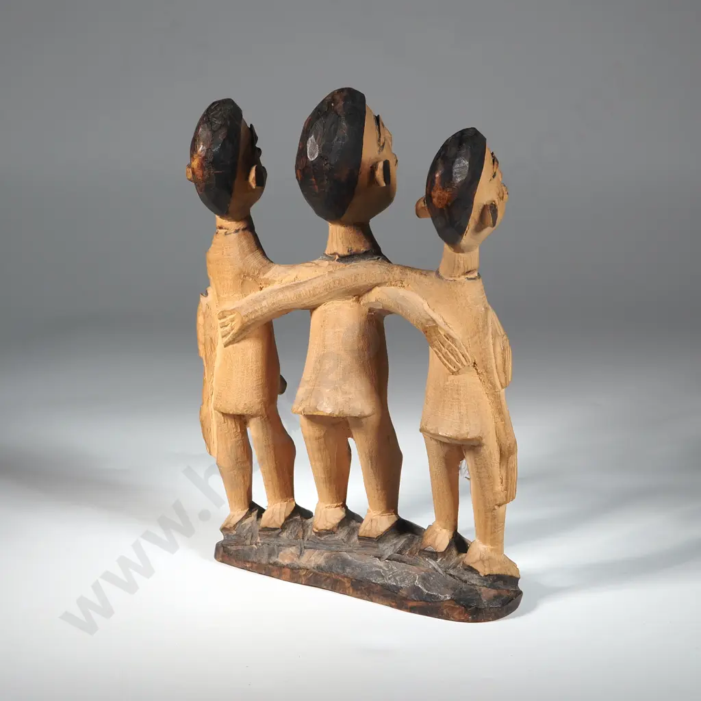 Wooden West African Figure of Three Men - Museum Marks - Morris Collection Image 1++