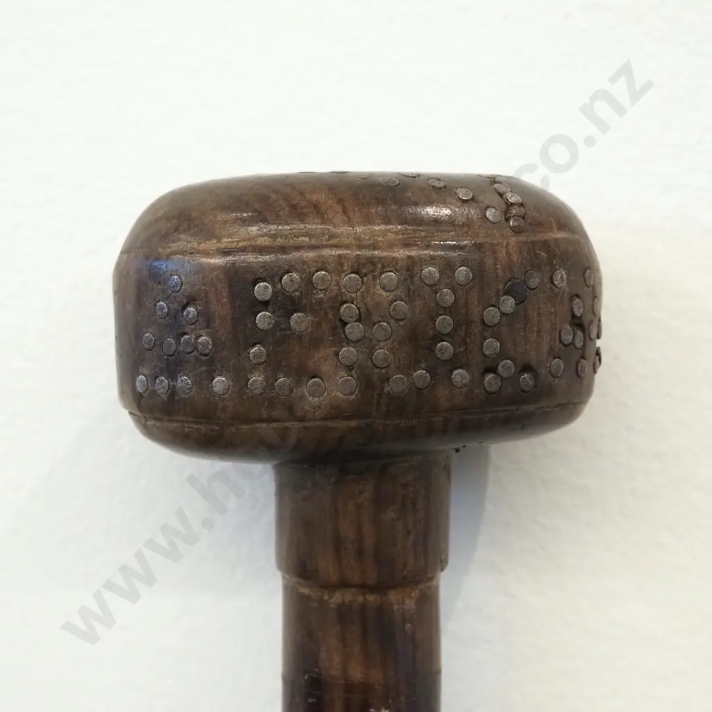 A Carved Walking Stick Featuring A Carved Snake Running Down The Length Of The Stick. The Top With Inset Metal Initials. Image 1++