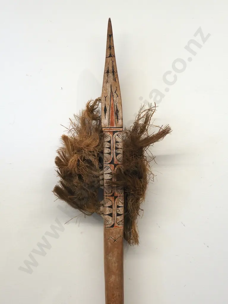 Solomon Islands Style Club w Flax Accents & Painted Details Image 1++