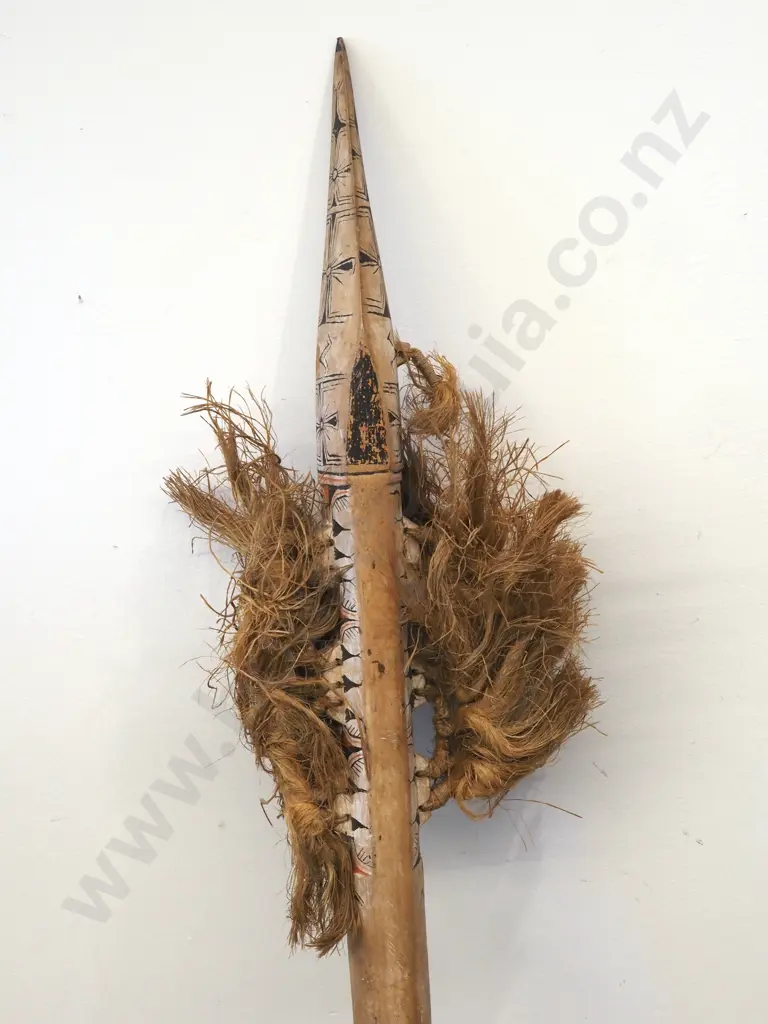 Solomon Islands Style Club w Flax Accents & Painted Details Image 1++