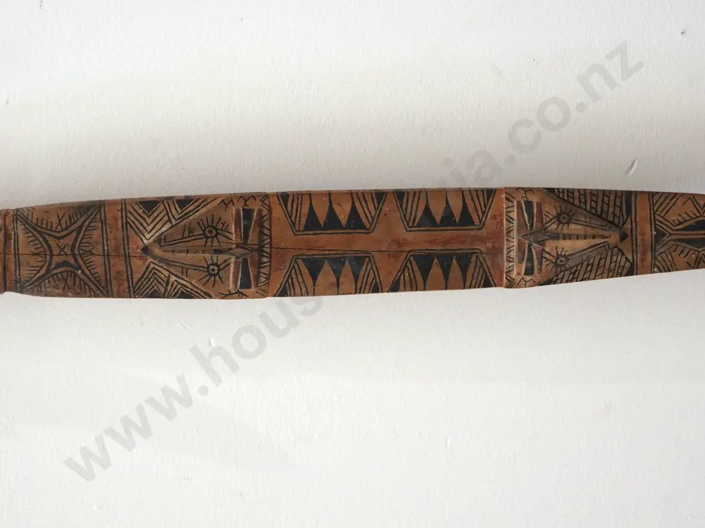 Solomon Island Wooden Spear w Betel Nut Rattles  Image 1++