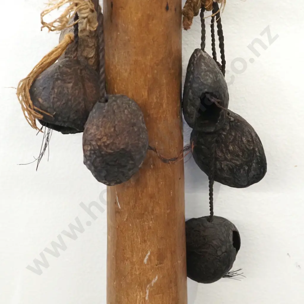 Solomon Island Wooden Spear w Betel Nut Rattles  Image 1++
