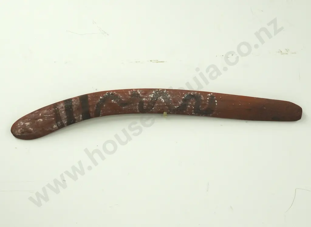 One Carved Wooden Boomerang-Like Object Image 1++
