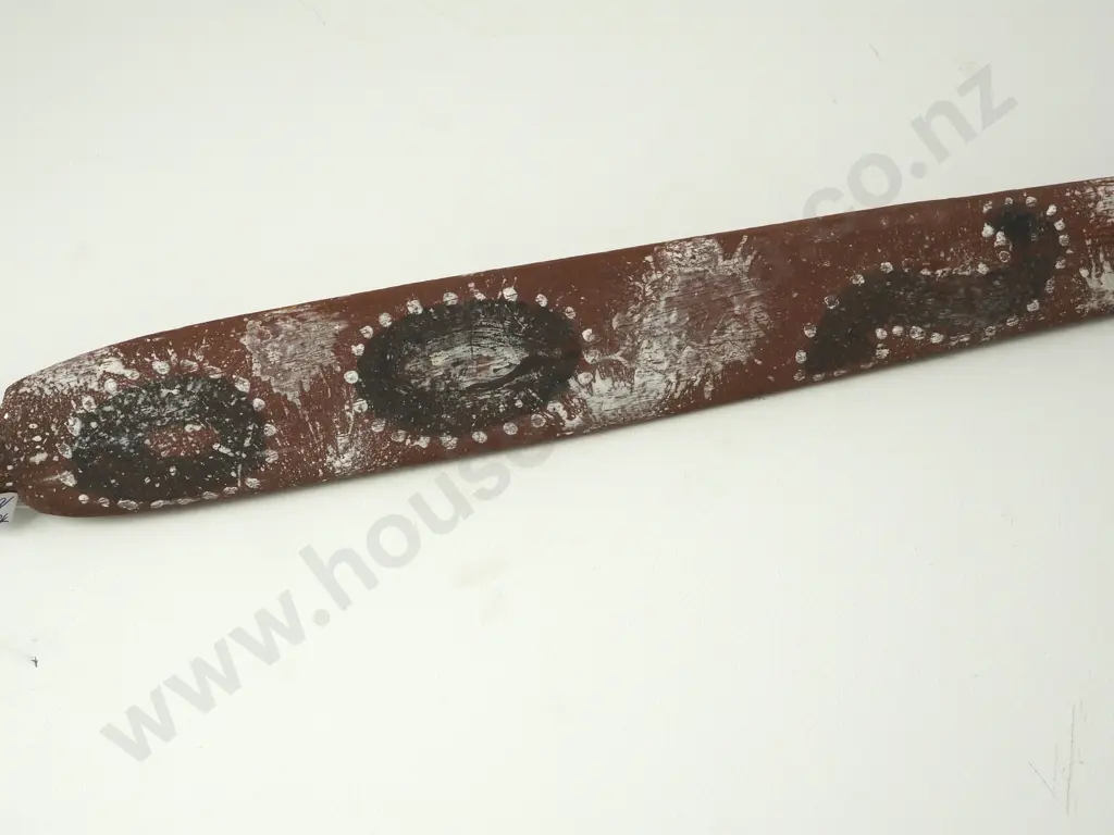 One Elongated Carved Wooden Figure w a Rounded Head. Image 1++