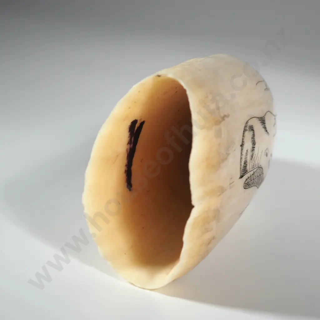 Scrimshaw On Whales tooth With Later Decoration Depicting A Sperm Whale Image 1++