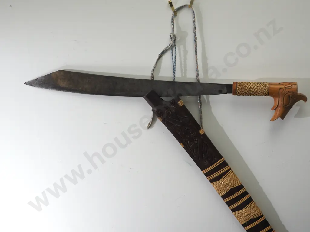 Borneo Carved Diak (Head Hunter) Sword Image 1++