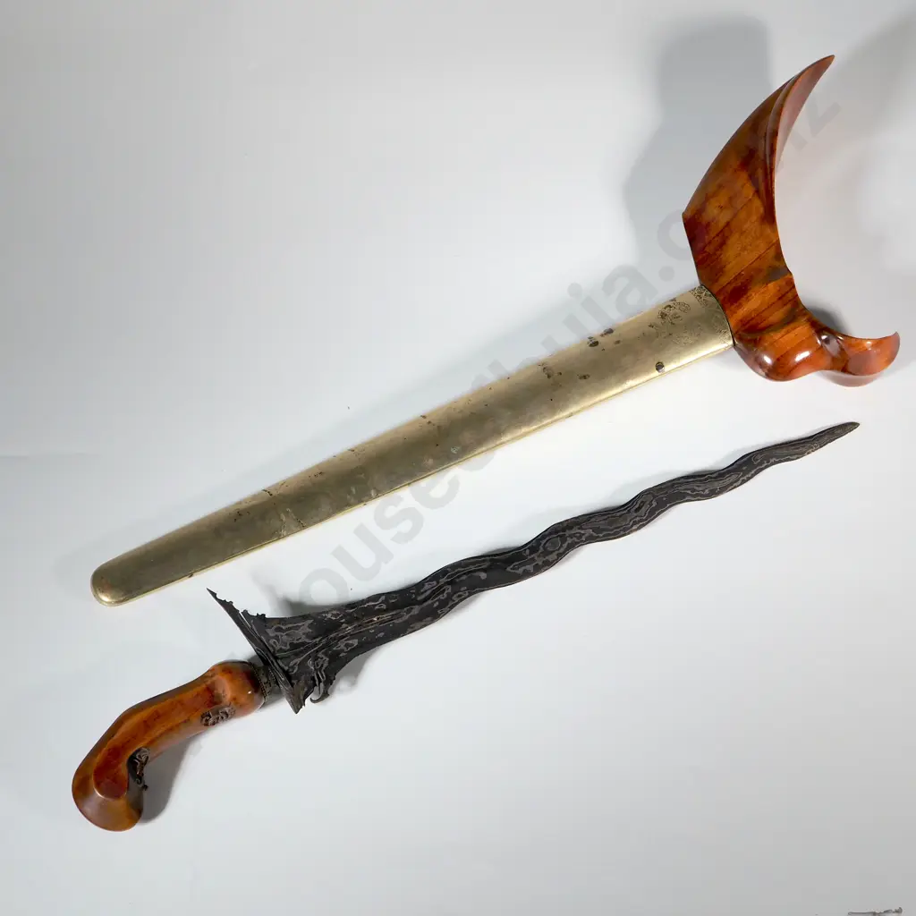 20th C Indonesian Steel & Brass Kris Image 1++