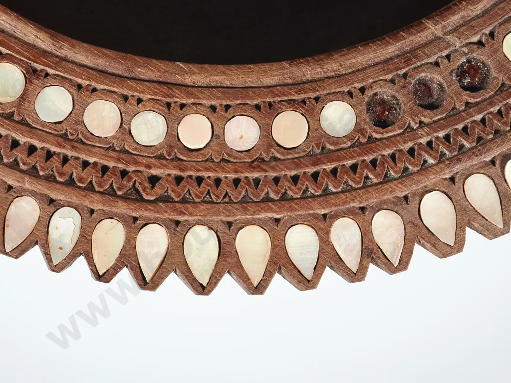 Papua New Guinea Bowl Trobriand Inlaid Mother Of Pearl Wood Serving Bowl  Image 1++