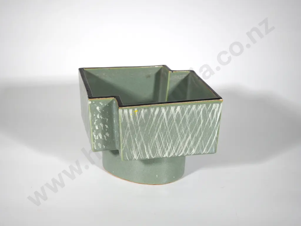 Decorative Pottery Ikebana Vase in Turquoise Greens Image 1++