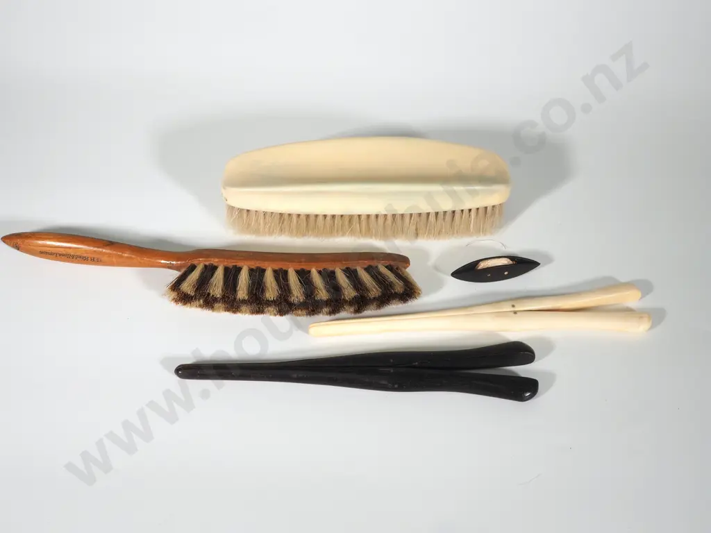Assorted Antique Clothes Brushes & Hair Tongs Image 1++