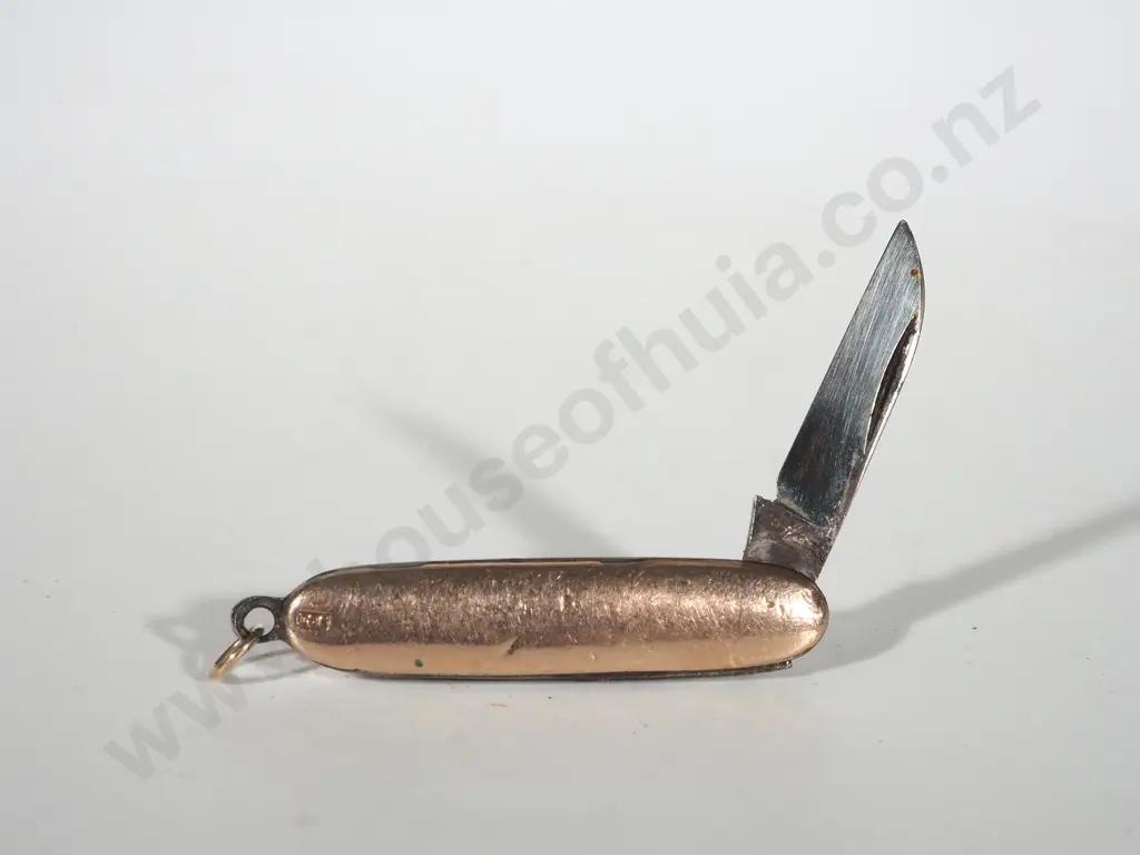 9ct Gold Side-Plated Folding Pocket Knife c.1900 Image 1++
