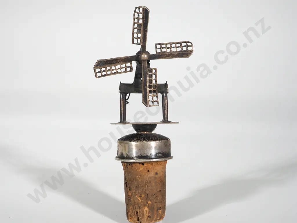 Decorative Sterling Silver Windmill Wine Bottle Topper Image 1++