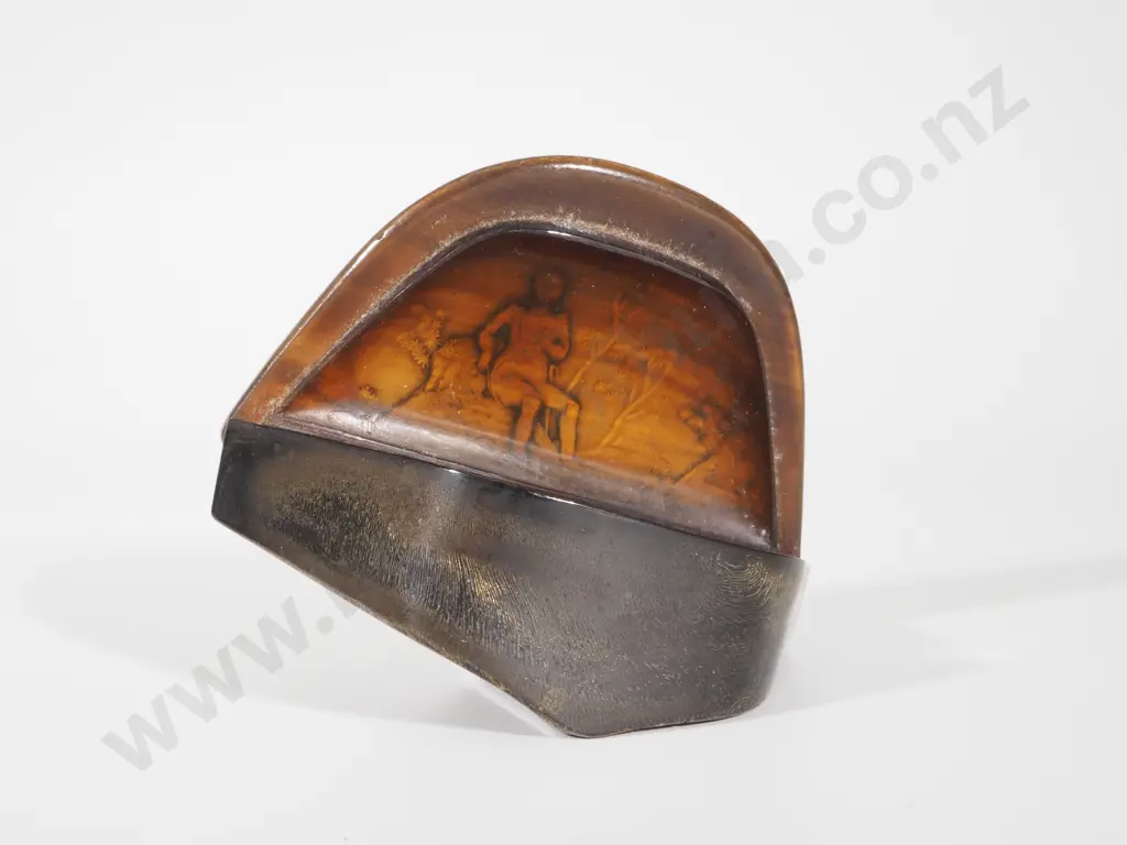 Exceptional Antique Tortoiseshell Vesta in Shape of Napoleon's Hat w Napoleon Relief on Reverse Image 1++