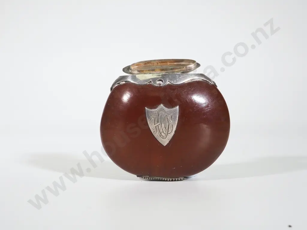Unusual Antique Sterling Silver Nut Style Vesta Case Image 1++