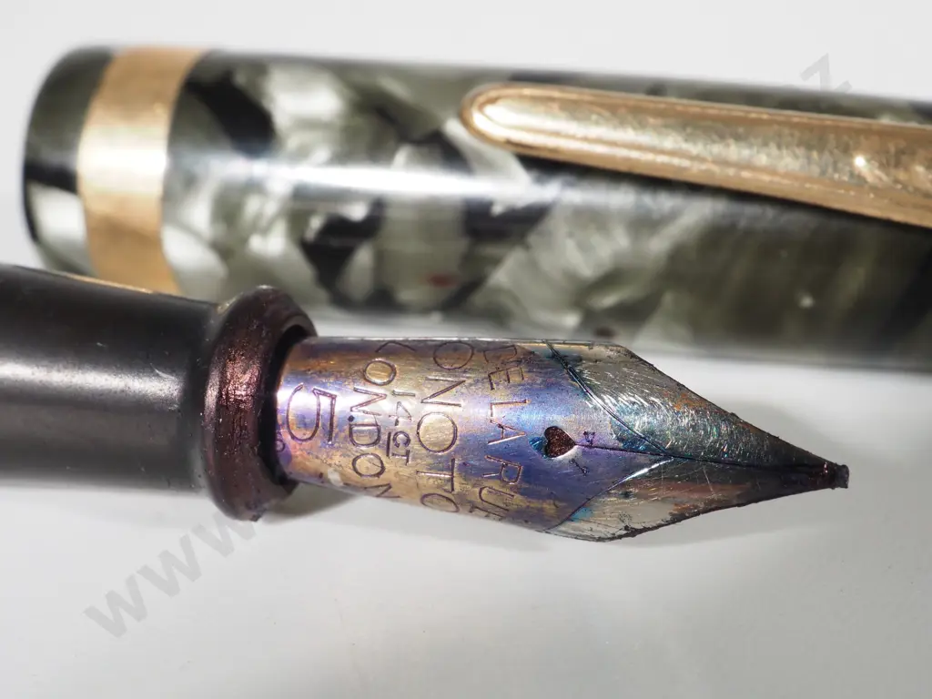 Onoto Marbled Fountain Pen: 14ct Gold Nib Image 1++