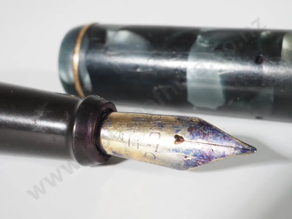 Onoto Marbled Fountain Pen: 14ct Gold Nib Image 1++
