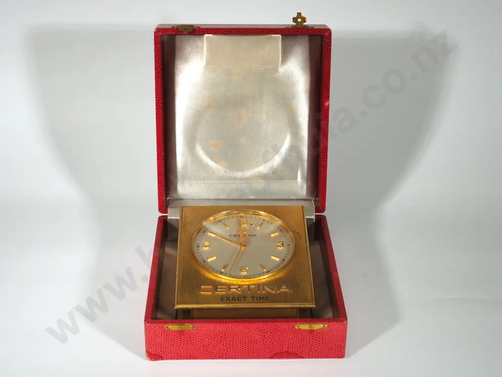Excellent Vintage Cased Certina Brass Shop Display Clock A/F Image 1++